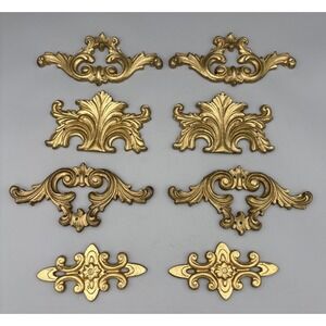 Vintage Brass Gold-tone Metal Decorative Wall Frame Accents - Lot of 8, 4 sets